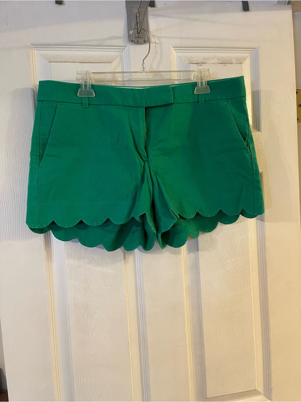 J. Crew Scallop Hem High Waist Shorts - Emerald Green